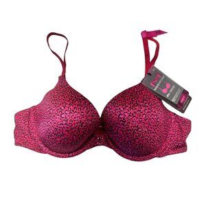 Maidenform Demi Coverage Bra Red-Pink Cheetah Print Style 09729 Women SZ 36B New